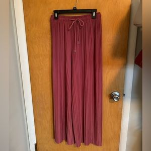 Terracotta color mini pleat palazzo pants